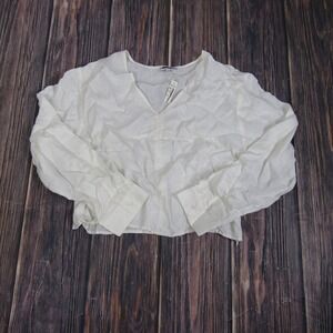 Madewell Womens 14 White Brushed Ruched Front Top